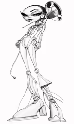 a drawing of an alien girl is shown in this drawing