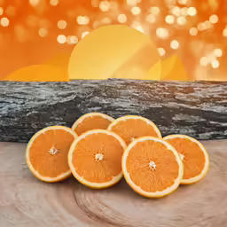 five orange halves sitting on top of each other