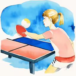 a woman plays ping pong with her racket
