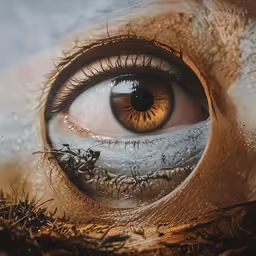 the eye has a white - and - black pattern on the outside of it