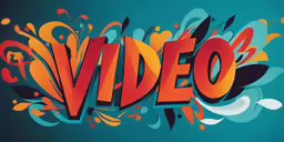 the word video is surrounded by colorful swirls
