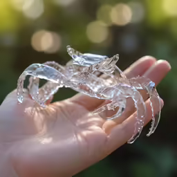 the person is holding three transparent glass rings