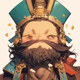 an illustration shows a stylized image of a man wearing a beard