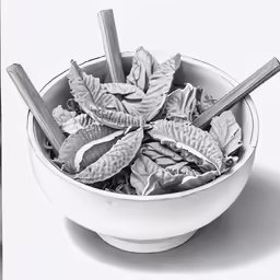a bowl is shown filled with silver straws