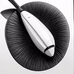 a black and white image of a knife