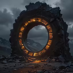 an art piece with lights inside a big hole