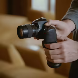 a person holding a camera and taking pictures