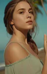 a girl on the beach posing for a portrait
