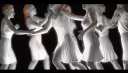multiple motion images of a girl in a dress dancing