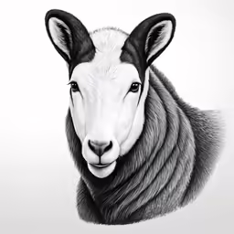 a sheep with long hair and large horns