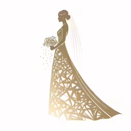 a woman with flowers in her hand, silhouette on a white background