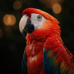 a closeup of a colorful parrot with blurry background