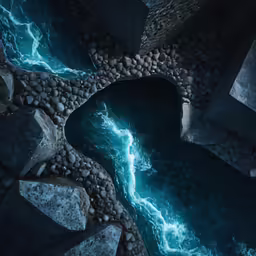 the water from a hole that looks like it is falling down