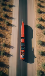 a man and a dog in the back of a vehicle, from above