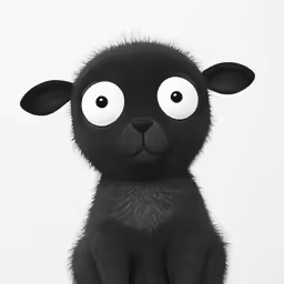 a cute black sheep with big eyes
