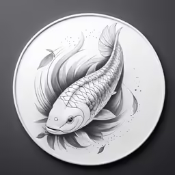 a plate with an image of a fish on it