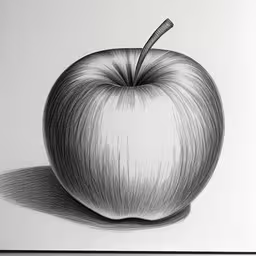 an apple with shadow on a white background,an apple that is on top of a paper