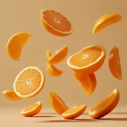 an orange flying into the air to be cut open