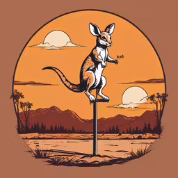 a small animal sitting on top of a pole,a kangaroo is jumping over the top of a light pole