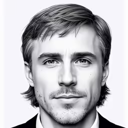 a black and white portrait of a young man