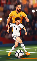 two men with soccer balls in front of spectators,two soccer players on both sides of the soccer ball