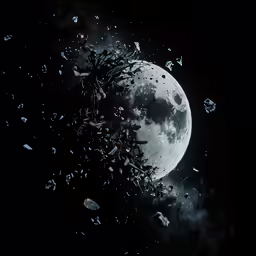 an aerial view of a partially - lit moon