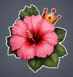 a pink flower with a crown on it,a flower with a crown on top of it