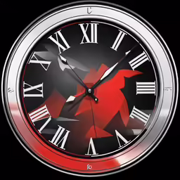 the red clock shows 3 45 with a black background