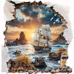 an image of a ship on the ocean