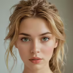 young woman with blue eyes close up portrait