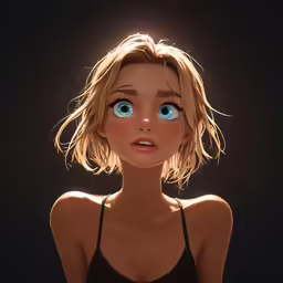 cartoonized image of girl looking over shoulder