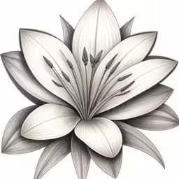 an abstract black and white drawing of flowers,an image of a lotus flower on a white background