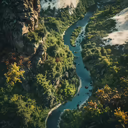 a small river in an area with green trees