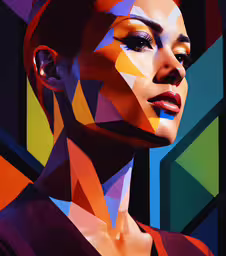 a woman with bright colored makeup and piercings, with multi - colored background,a young woman with a multicolored background and a modern hairstyle