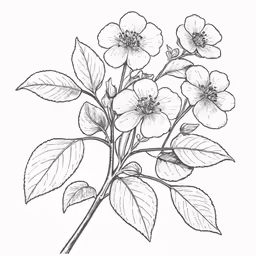 flower drawing with leaves and a flower stem