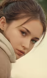 the young woman is posing in her outfit