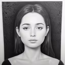 a black and white portrait of a young girl