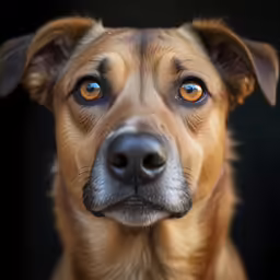 a close up of a dog with bright blue eyes