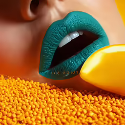 the image of a bright lips is shown with an abstract design