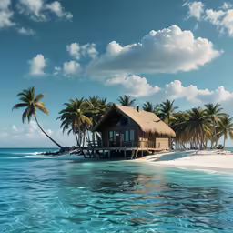 a hut is set up on an ocean beach
