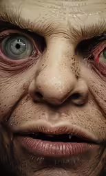 a person with very odd eyes and no shirt