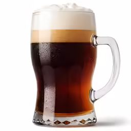 a glass filled with a dark beer