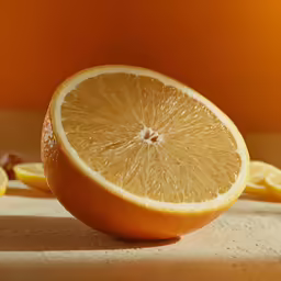 half a lemon and slices of the orange
