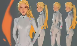some female character in body suits standing together