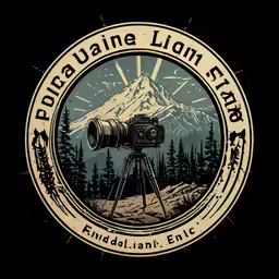 an emblem with a tripod on top of it that reads panoramie lion start