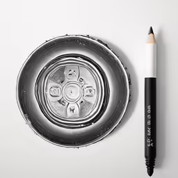 a black pen is on top of the top of a bowl