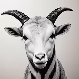 a brown and white bull with large horns