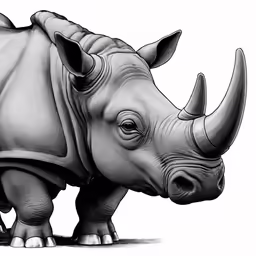 an african rhinoceros drawing with a pencil stroke