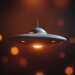 a white spaceship flying in the sky with bright light