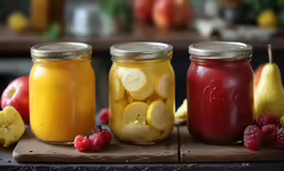 a group of jars filled with food and surrounded by lemons